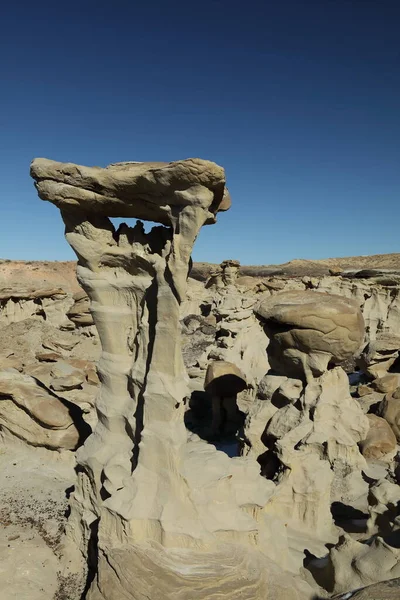 Strange Rock Formation Bisti Badlands Alien Throne New Mexico Usa — Stock Photo, Image