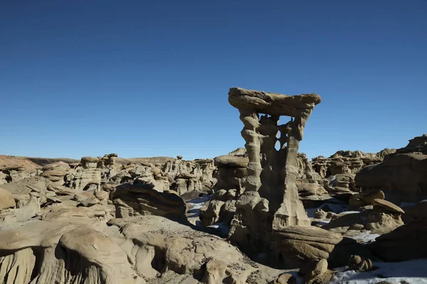 Strange Rock Formation Bisti Badlands Alien Throne New Mexico Usa — стокове фото