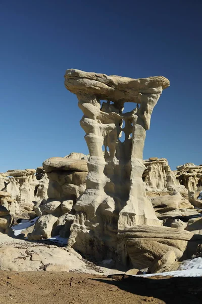 Bisti Çorak Toprakları Nda Garip Kaya Oluşumu Uzaylı Tahtı New — Stok fotoğraf