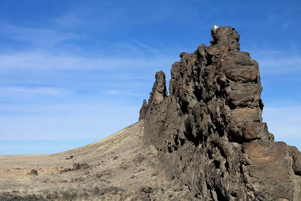 Shiprock Grote Vulkanische Rots Berg Woestijn Vliegtuig Van New Mexico — Stockfoto