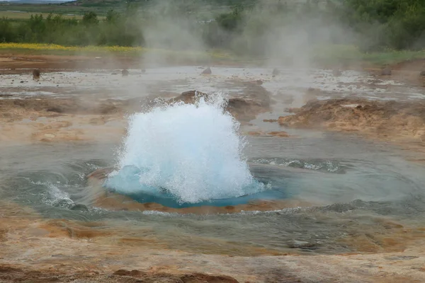 Great Geysir Strokkur Hot Springs Islandia —  Fotos de Stock