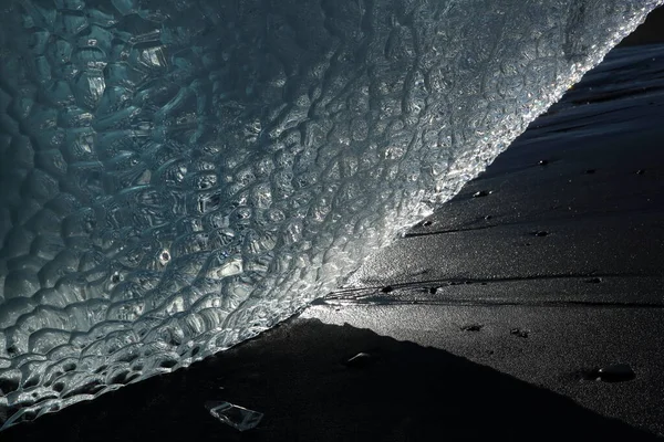 Gletsjerijbrokken Het Zwarte Strand Van Jokulsarlon Ijsland — Stockfoto