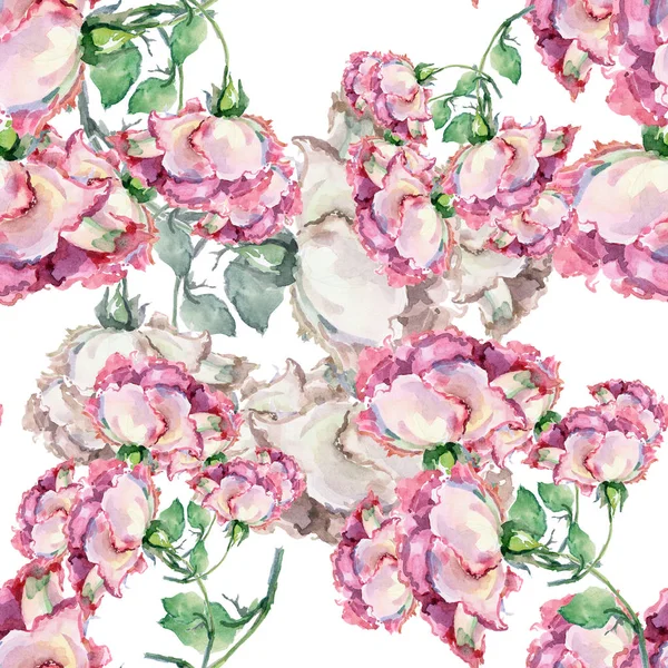 Rose Rosa Ramificate Con Ombra Illustrazione Acquerello Mano Modello Senza — Foto Stock
