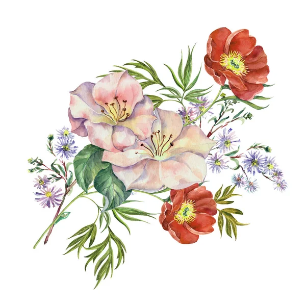 Strauß Frühlingsblumen Florale Illustration — Stockfoto