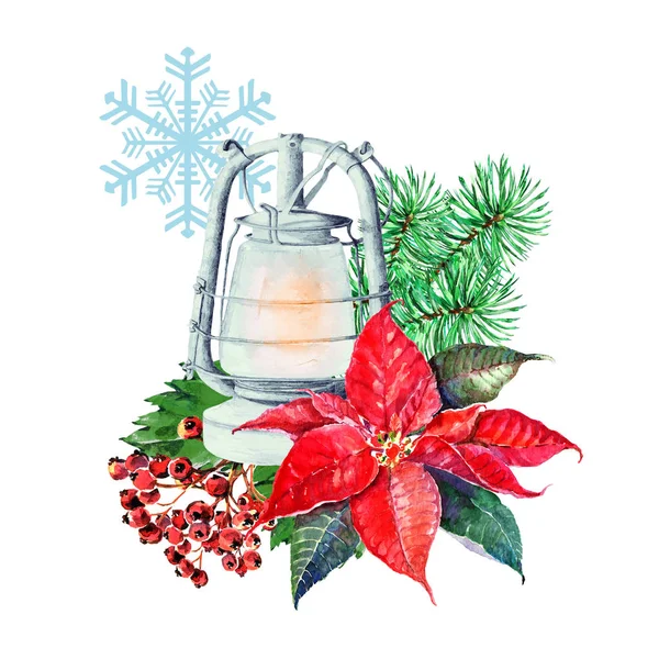 Composição Aquarela Feliz Natal Ilustração Para Férias Design Elementos Trabalho — Fotografia de Stock