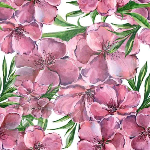Brzoskwinia Akwareli Liśćmi Kwiatowy Bezszwowy Wzór Bukiet — Zdjęcie stockowe