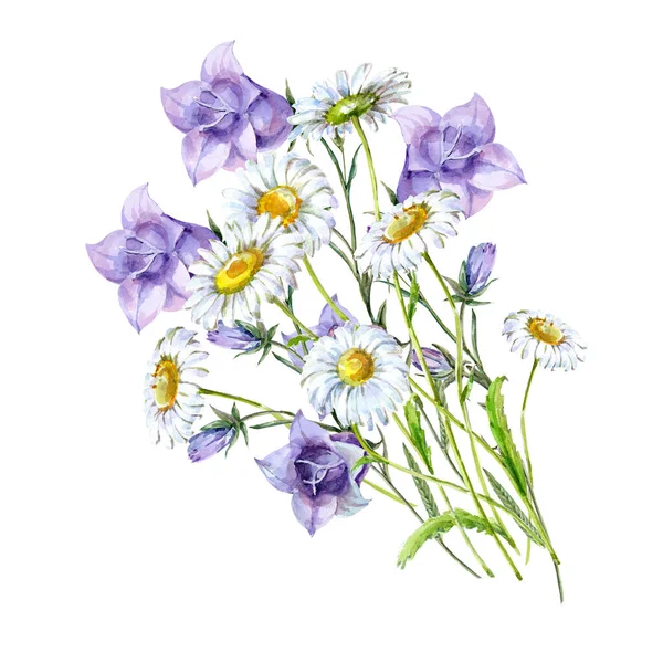 Akvarell Blomma Buketter Vit Bakgrund Vackert Mönster För Dekoration Och — Stockfoto