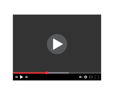 Modern dijital video oynatıcı. Navigasyon paneli ile ekran oynatıcısı. Web, sosyal ağ ve mobil uygulamalar için siyah model oynatıcı ve video çerçeve. Pencere çevrimiçi HD akışı. Film ya da film yükle. Vektör.