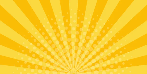 Sonnenstrahlen Auf Orangefarbenem Hintergrund Mit Halbtoneffekten Radiale Retro Linien Sonnige — Stockvektor