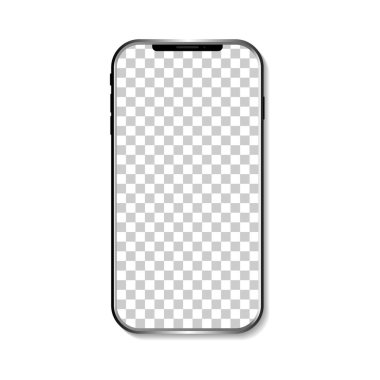 Gerçekçi modern akıllı telefon modeli beyaz arka planda izole edilmiş. Boş ekran telefon. Çerçeve cep telefonu. Sayısal dokunmatik ekran. Taşınabilir akıllı cihaz. Travma sonrası stres bozukluğu. Gümüş ön dalga. Gadget 3D. Vektör.