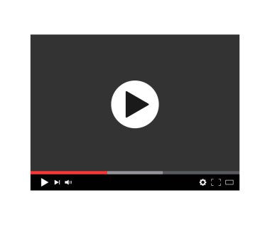 Modern dijital video oynatıcı. Navigasyon paneli ile ekran oynatıcısı. Web, sosyal ağ ve mobil uygulamalar için siyah model oynatıcı ve video çerçeve. Pencere çevrimiçi HD akışı. Film ya da film yükle. Vektör.