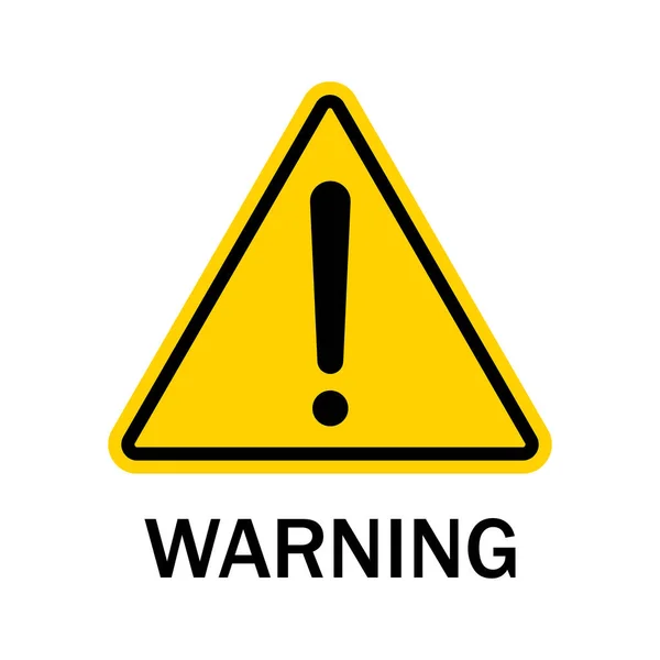 Warning Sign Isolated White Background Black Danger Caution Symbol Yellow — Stockvektor