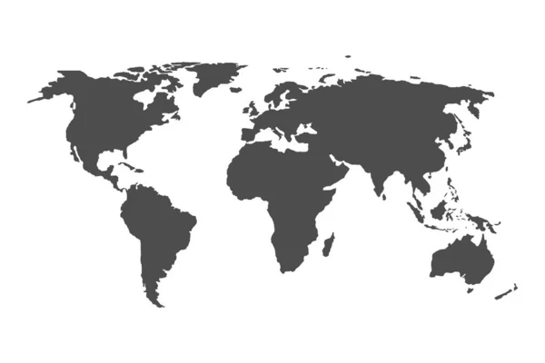 Mapa Del Mundo Tierra Gris Aislada Sobre Fondo Blanco Continentes — Archivo Imágenes Vectoriales
