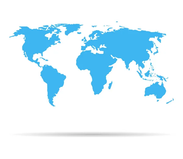 Mapa Del Mundo Tierra Azul Aislada Sobre Fondo Blanco Continentes — Vector de stock