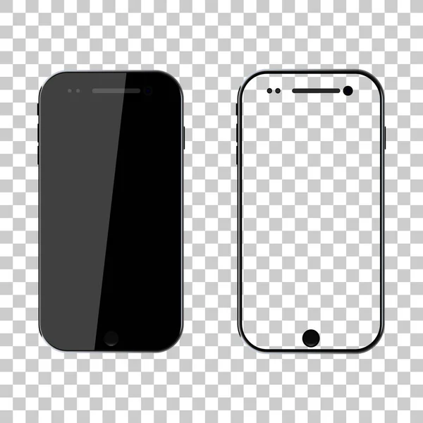 Png嘲笑 电话是假的黑色智能手机 手机与空白屏幕隔离在透明的背景下 聪明的模板和框架 现实33 7Ui的应用程序 — 图库矢量图片
