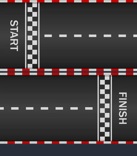 赛车场有起跑线和终点线 1号公路上的沥青路 赛车顶级方程式的纹理 快车道的模式 街上的赛马场汽车运动的表面 汽车壁纸 — 图库矢量图片