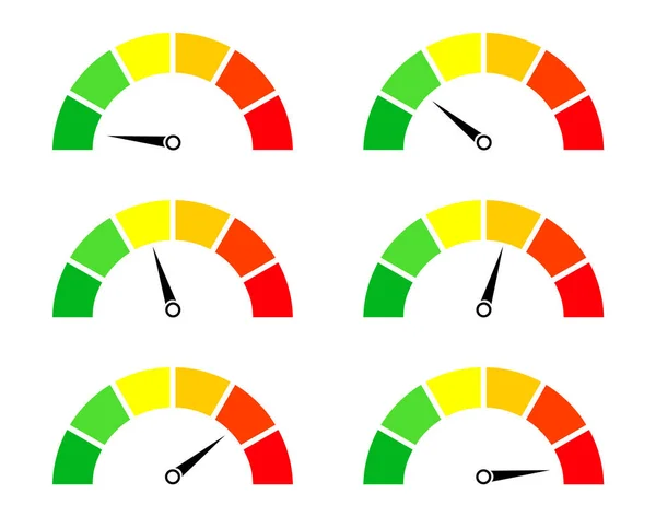 Risk Meters Gauge Icon Speedometer Score Performance Speed Power Pressure — Stock Vector