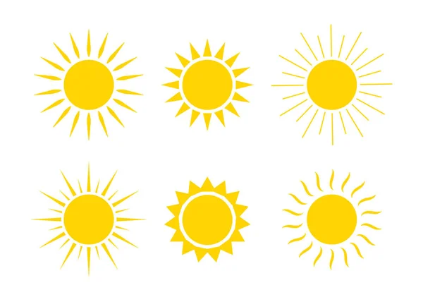 Logos Solaires Icônes Lever Soleil Coucher Soleil Avec Coups Soleil — Image vectorielle