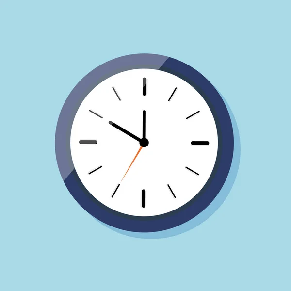 Годинник Стіни Плоский Стиль Іконка Годинника Синій Годинник Білим Циферблатом — стоковий вектор