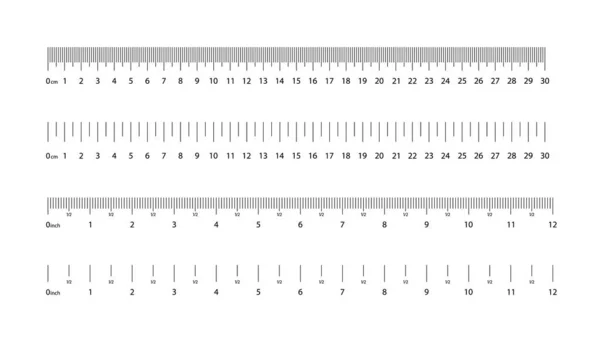 Шкала Лінійки Сентиметр Міліметр Дюйм Міри Геометрична Точність Метриці Градації — стоковий вектор