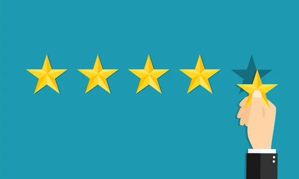 Hvězdiček Pozitivní Hodnocení Zákazníka Odezva Hodnocením Spokojenosti Ruční Držák Průzkum — Stockový vektor
