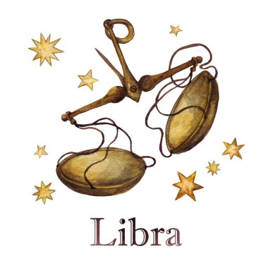 Zodiac sign - Libra. Watercolor Illustration. Isolated. clipart