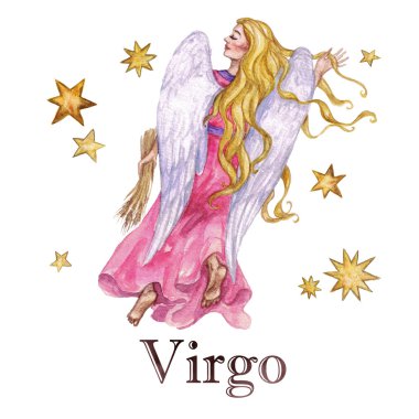 Zodiac sign - Virgo.  Watercolor Illustration. clipart