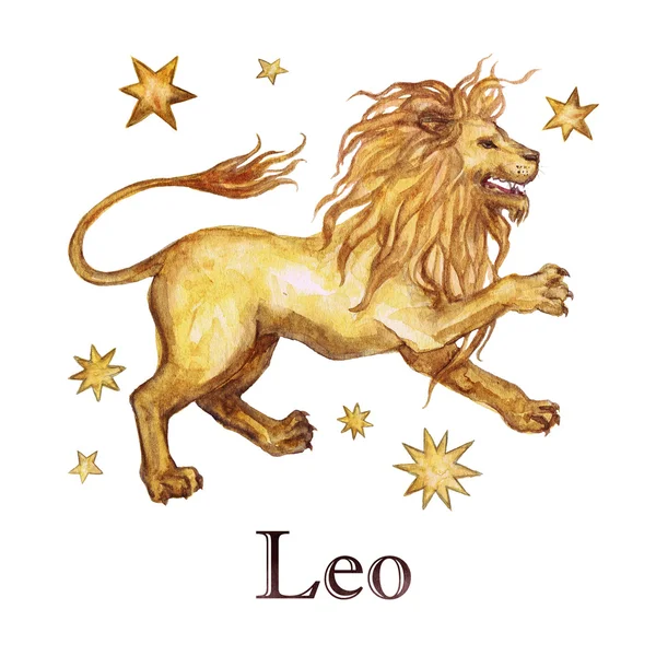 Signo del zodíaco - Leo. Ilustración de acuarela. Aislado . —  Fotos de Stock