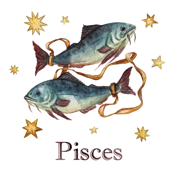 Zodiac sign - Pisces. Watercolor Illustration. — Stock Photo, Image