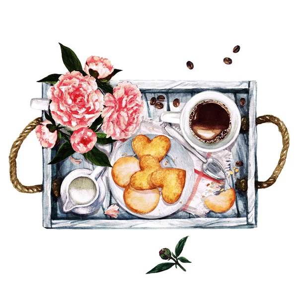 Petit déjeuner. Illustration aquarelle . Images De Stock Libres De Droits