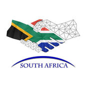 Dél-Afrika zászlajából készült kézfogás logó.