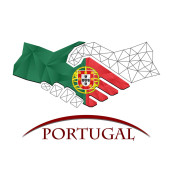 A Portugália lobogójából készült kézfogási logó.