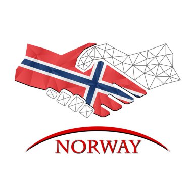 Norveç bayrağından yapılan el sıkışma logosu.