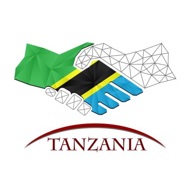 Tanzanya bayrağından yapılan el sıkışma logosu.
