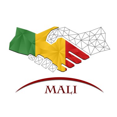 Mali bayrağından yapılan el sıkışma logosu.