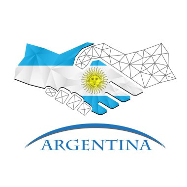 Arjantin bayrağından yapılan el sıkışma logosu.