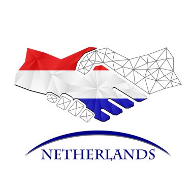 Hollanda bayrağından yapılan el sıkışma logosu.