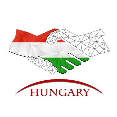 Macaristan bayrağından yapılan el sıkışma logosu.