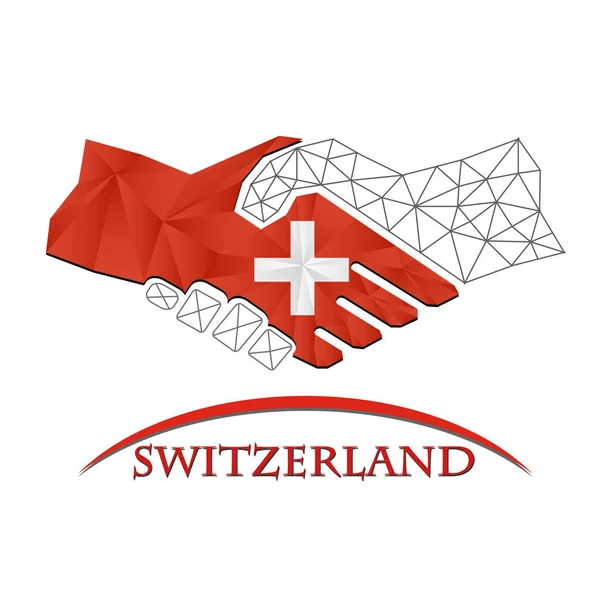 Handshake-Logo aus der Flagge der Schweiz. — Stockvektor