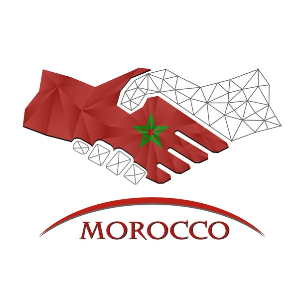 用摩洛哥国旗做的握手标志. — 图库矢量图片