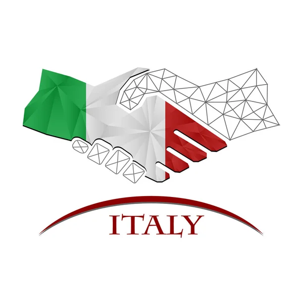 Italian lipusta valmistettu kättelylogo. — vektorikuva