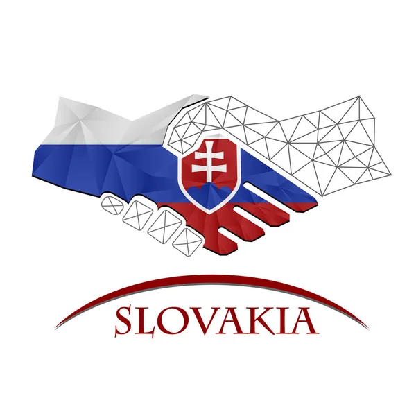 Handshake-Logo aus der Flagge der Slowakei. — Stockvektor