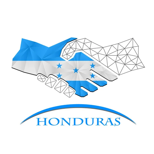 Logotipo del apretón de manos hecho de la bandera de Honduras. — Archivo Imágenes Vectoriales