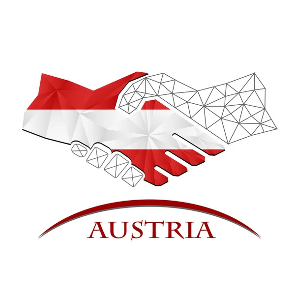 Handshake logo made from the flag of Austria. — Stock Vector