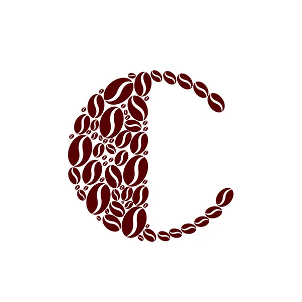 Letter c made of coffee beans vector set — Stock Vector