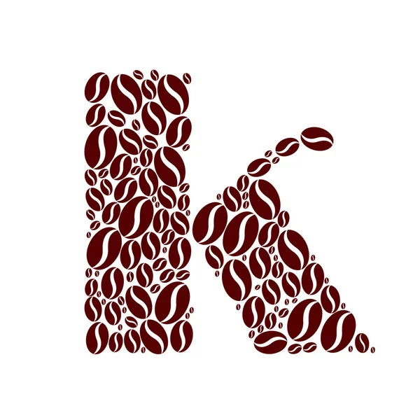 Letter  k  made of coffee beans vector set — Stock Vector