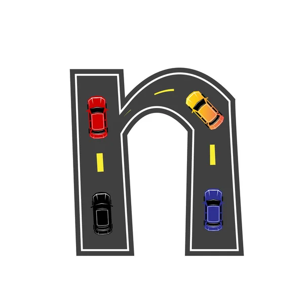 Carretera letra alfabeto fuente — Vector de stock