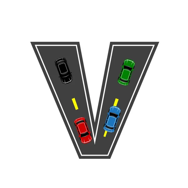 Lettre de route Alphabet Polices — Image vectorielle