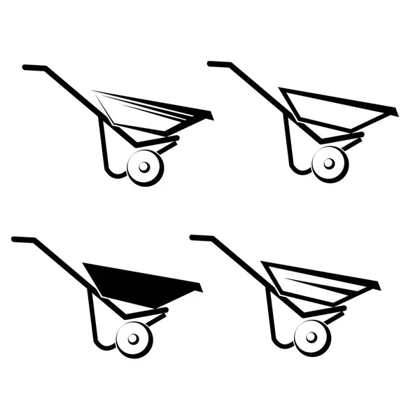 Kruiwagen pictogram op witte achtergrond — Stockvector
