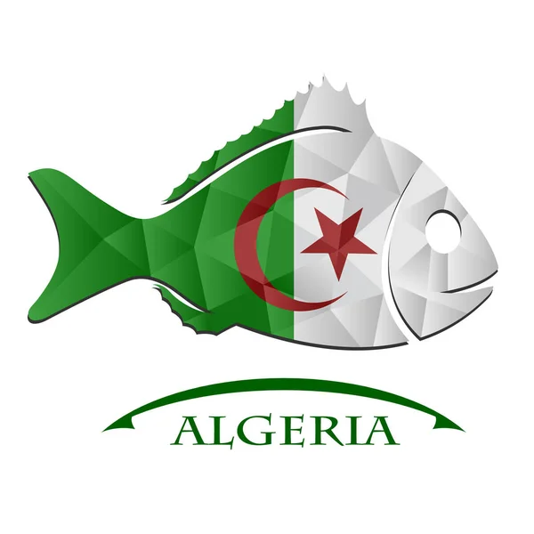 Cezayir bayrağı yapılan balık. — Stok Vektör
